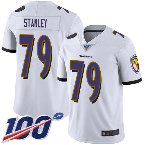 Baltimore Ravens Limited White Men Ronnie Stanley Road Jersey NFL Football 79 100th Season Vapor Untouchable